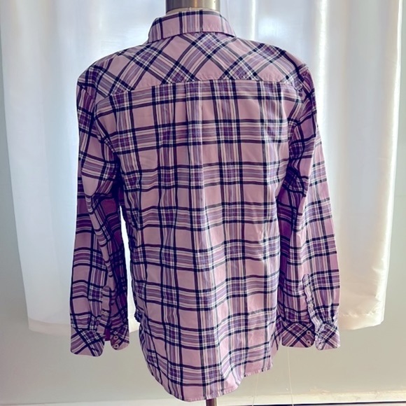 Talbots lavender Plaid Button Down Women’s Shirt Size Large Petite - Picture 4 of 7